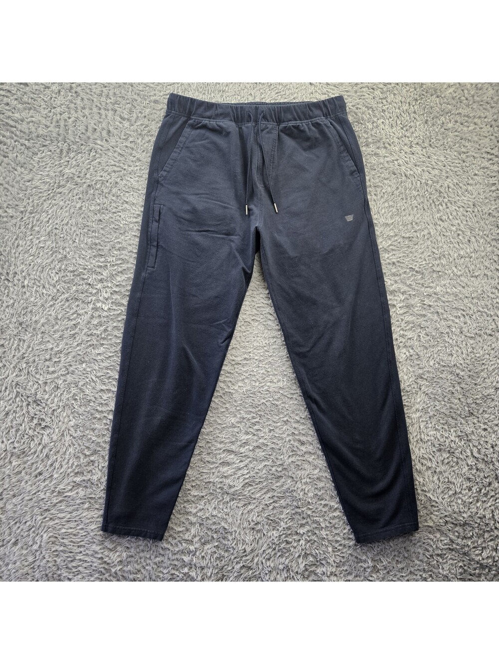 Mack Weldon Ace Sweatpants Joggers Men Large Blue Sueded Cotton Stretch Taper
